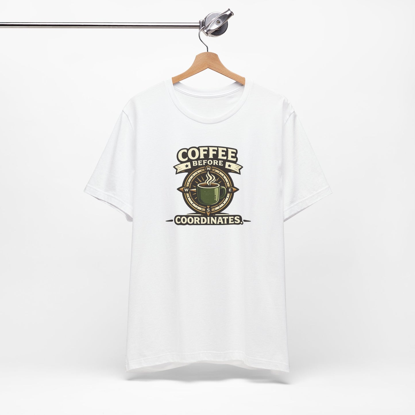 Coffee Before Coordinates T-Shirt — Funny Travel & Navigation Tee