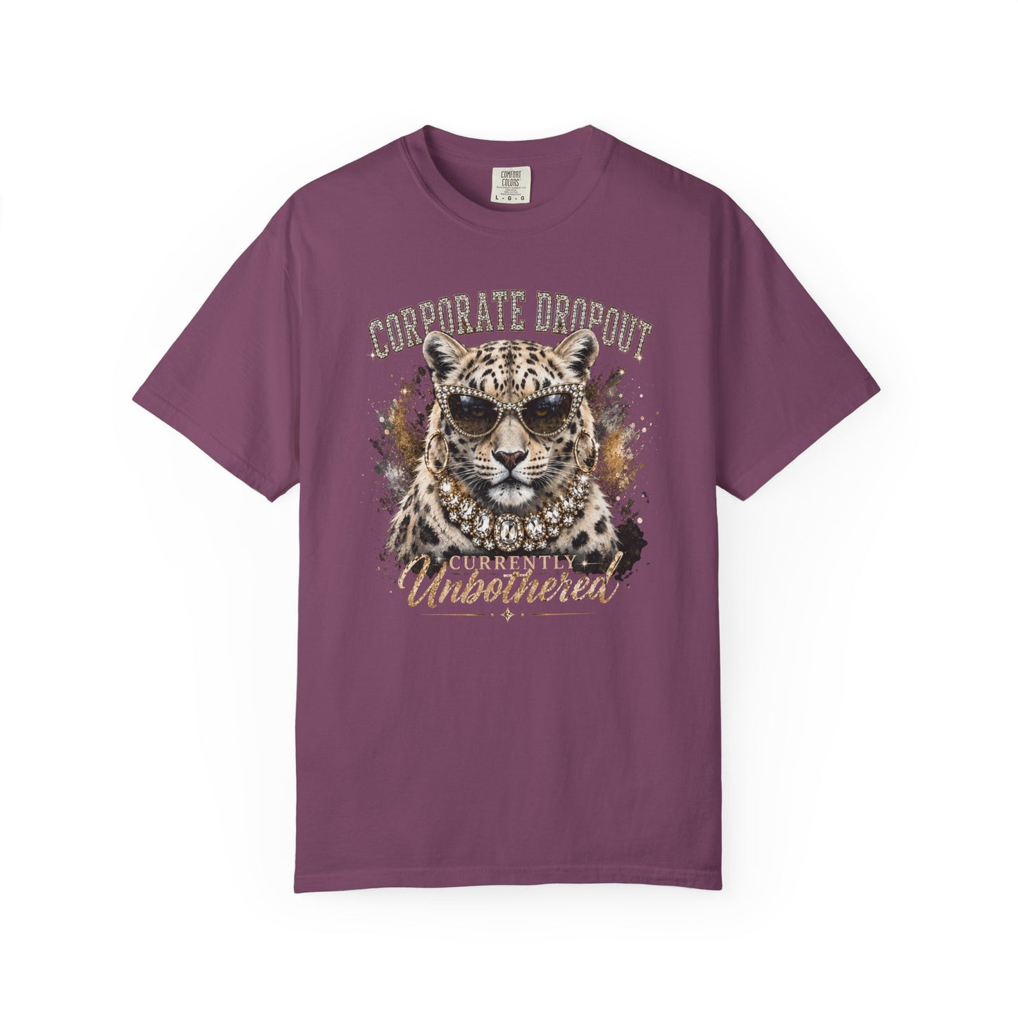 Glam Corporate Dropout - Currently Unbothered Leopard Graphic Tee