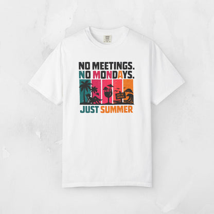 No Meetings. No Mondays. Just Summer. Retro Stripe Graphic Tee