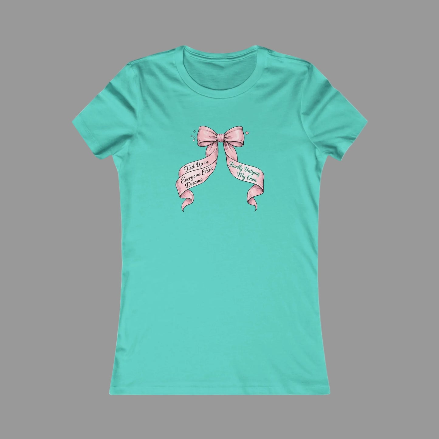Bow on Top T-Shirt - Coquette Ribbon Tee for Women