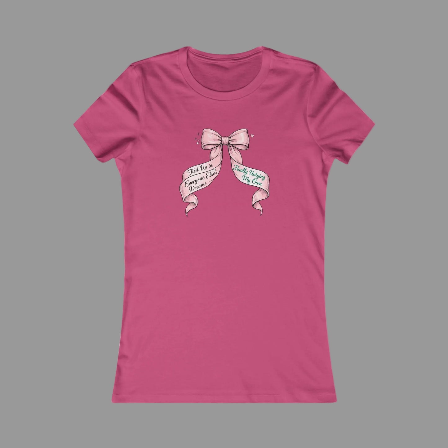 Bow on Top T-Shirt - Coquette Ribbon Tee for Women