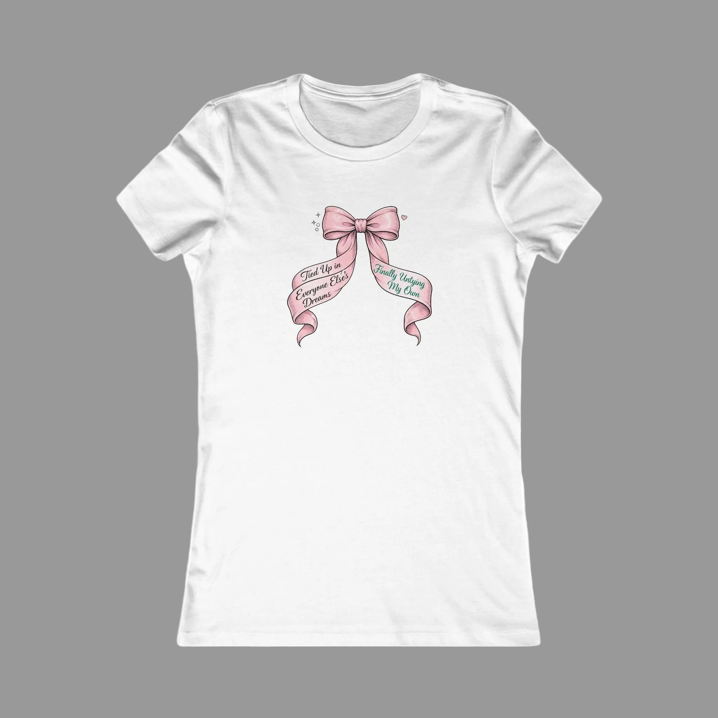 Bow on Top T-Shirt - Coquette Ribbon Tee for Women