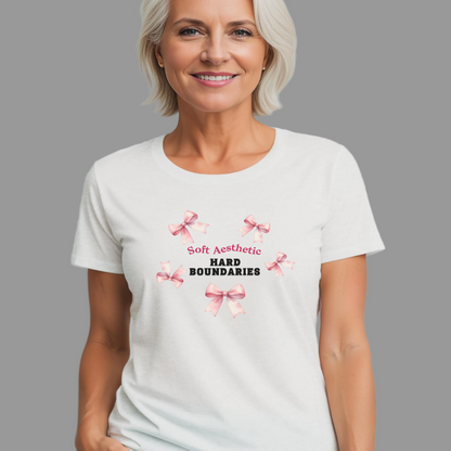 Soft but Strong Tee - "Soft Exterior, Hard Boundaries" Coquette Bow Tee for Women
