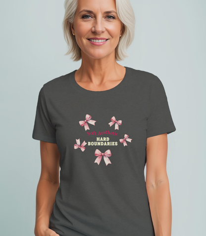 Soft but Strong Tee - "Soft Exterior, Hard Boundaries" Coquette Bow Tee for Women