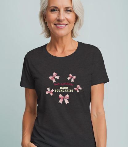 Soft but Strong Tee - "Soft Exterior, Hard Boundaries" Coquette Bow Tee for Women