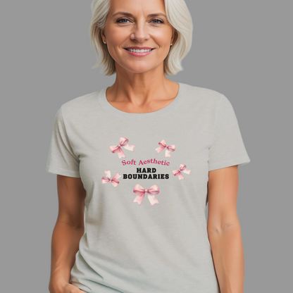 Soft but Strong Tee - "Soft Exterior, Hard Boundaries" Coquette Bow Tee for Women