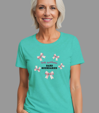 Soft but Strong Tee - "Soft Exterior, Hard Boundaries" Coquette Bow Tee for Women