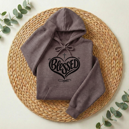 Blessed Hoodie, Faith-Based Word Art Tee for Grateful Women