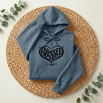 Blessed Hoodie, Faith-Based Word Art Tee for Grateful Women