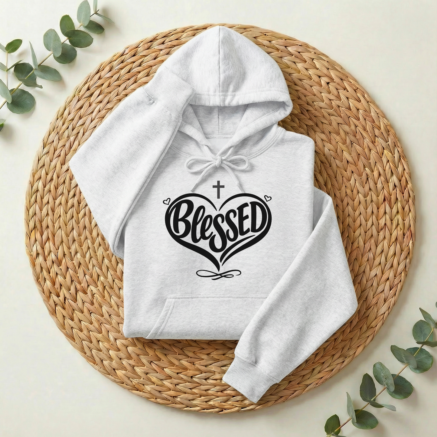 Blessed Hoodie, Faith-Based Word Art Tee for Grateful Women