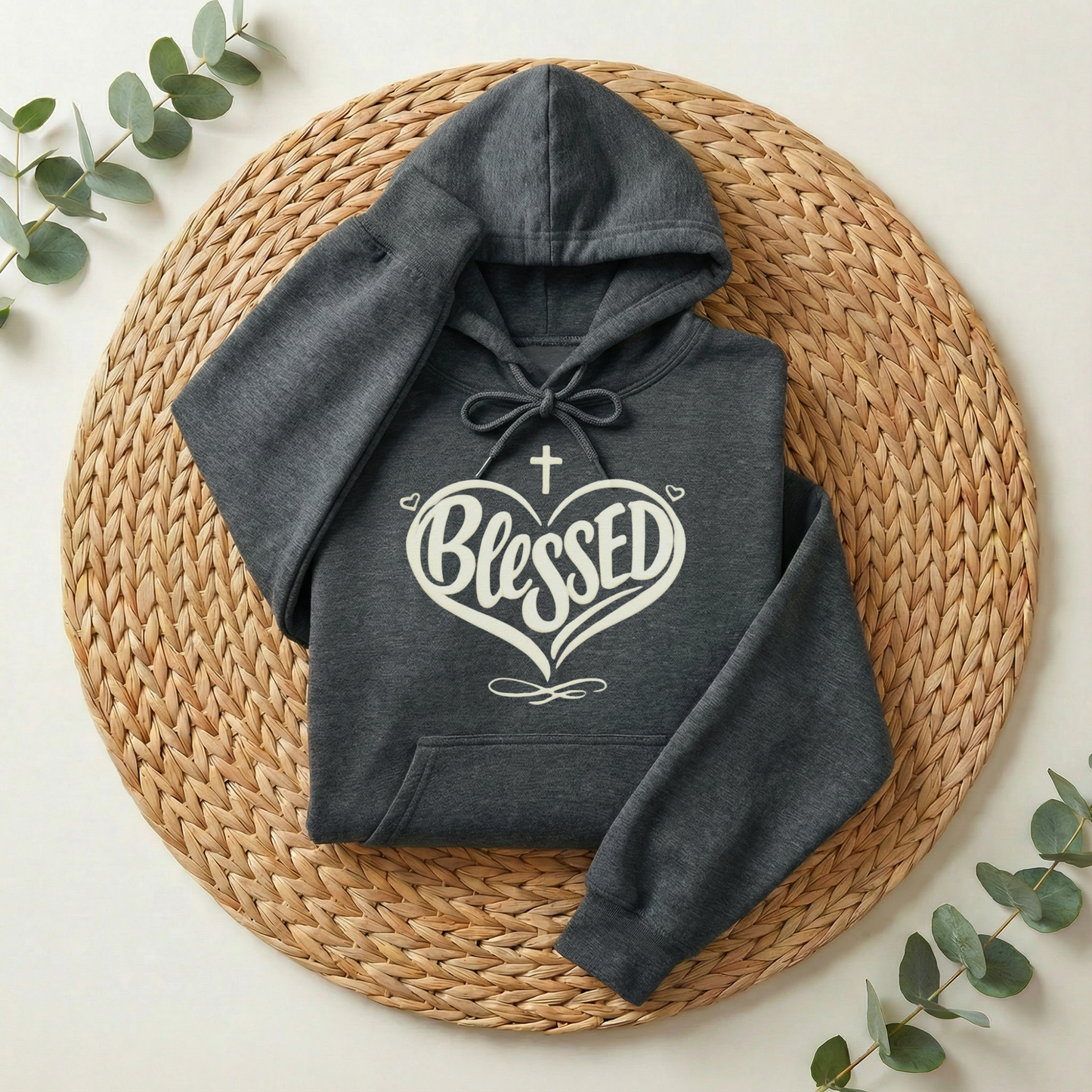 Blessed Hoodie, Faith-Based Word Art Tee for Grateful Women