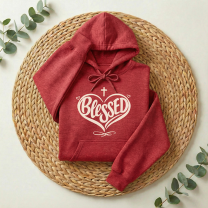 Blessed Hoodie, Faith-Based Word Art Tee for Grateful Women