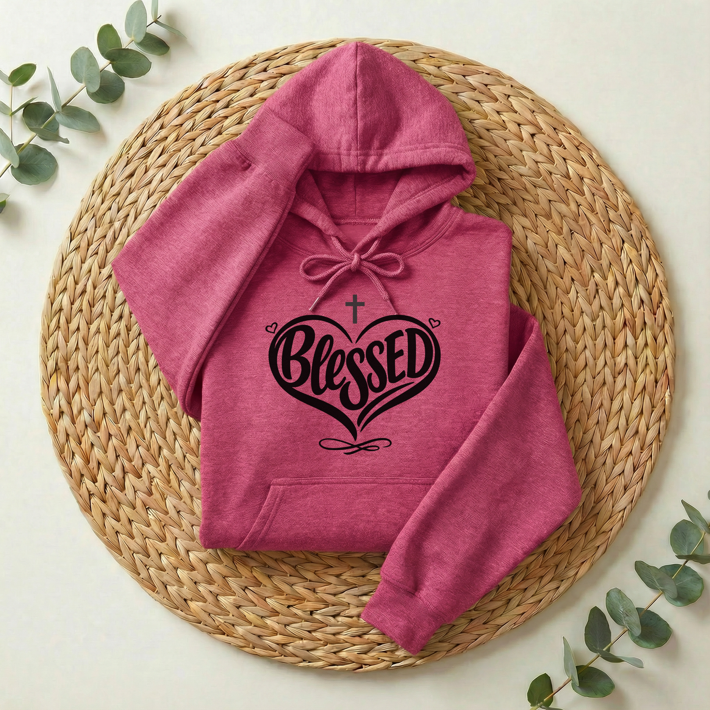 Blessed Hoodie, Faith-Based Word Art Tee for Grateful Women