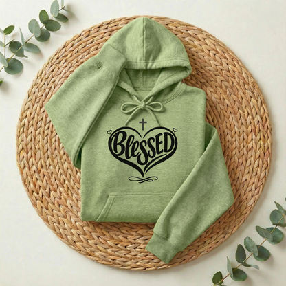 Blessed Hoodie, Faith-Based Word Art Tee for Grateful Women