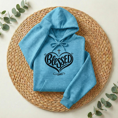 Blessed Hoodie, Faith-Based Word Art Tee for Grateful Women