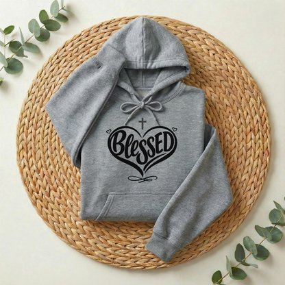Blessed Hoodie, Faith-Based Word Art Tee for Grateful Women