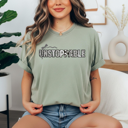 Unstoppable T-Shirt - Animal Print Word Art Tee for Women Entrepreneurs
