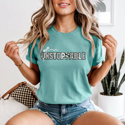 Unstoppable T-Shirt - Animal Print Word Art Tee for Women Entrepreneurs