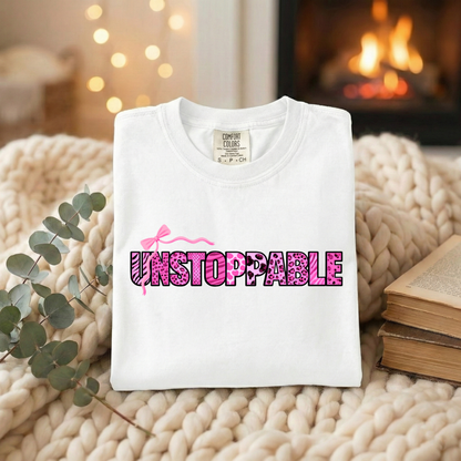 Unstoppable T-Shirt - Animal Print Word Art Tee for Women Entrepreneurs