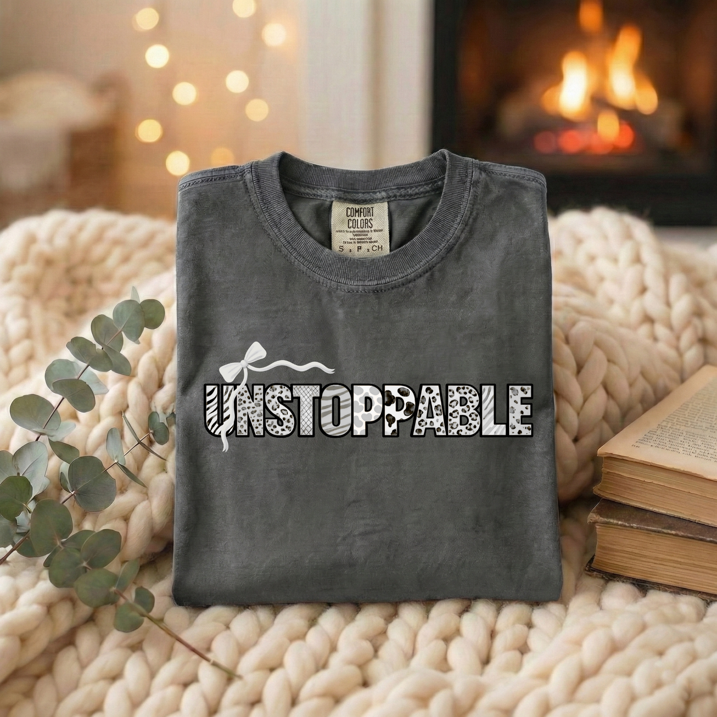 Unstoppable T-Shirt - Animal Print Word Art Tee for Women Entrepreneurs