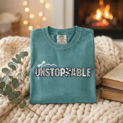 Unstoppable T-Shirt - Animal Print Word Art Tee for Women Entrepreneurs