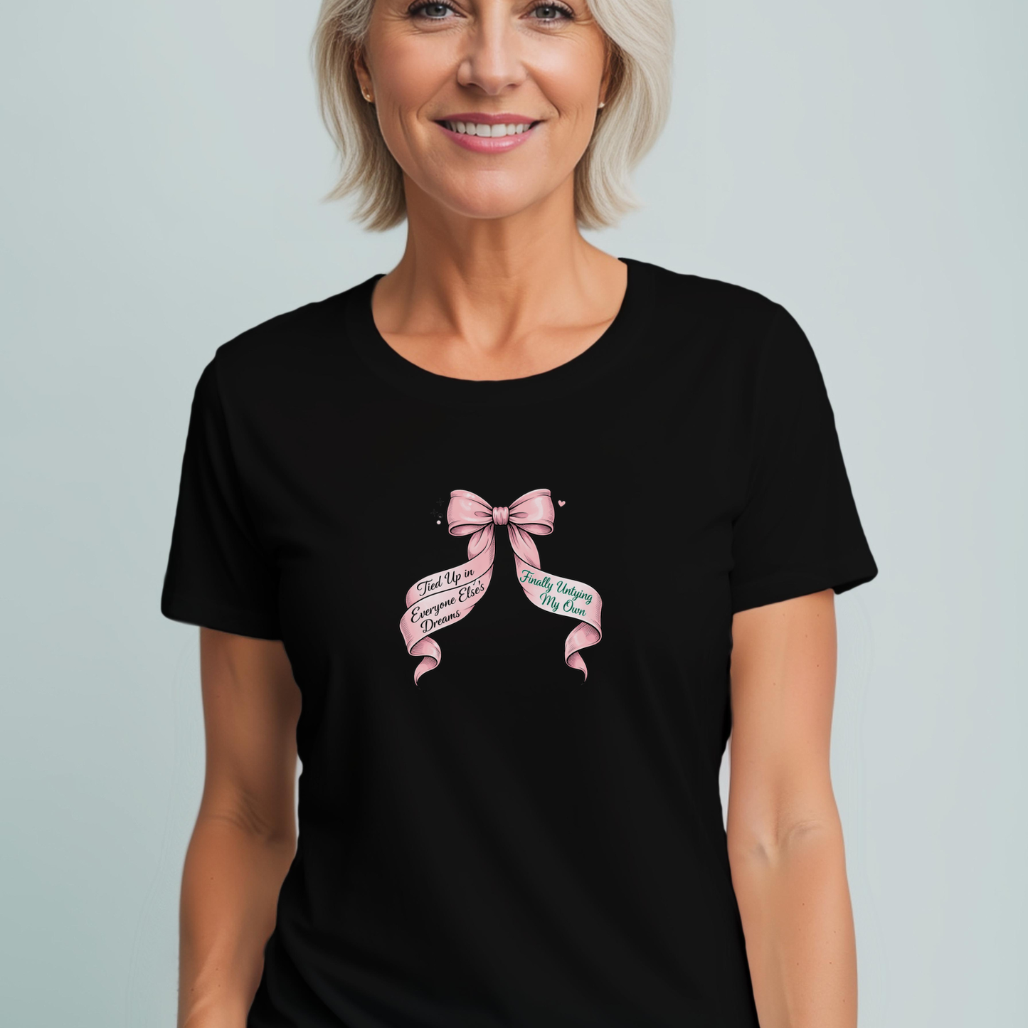 Bow on Top T-Shirt - Coquette Ribbon Tee for Women