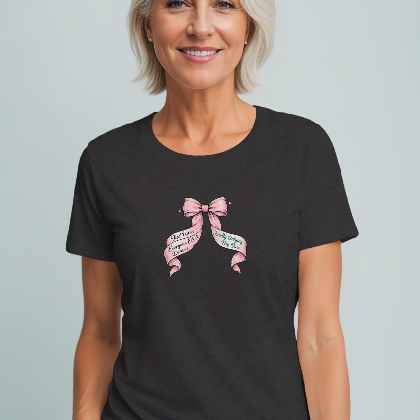 Bow on Top T-Shirt - Coquette Ribbon Tee for Women