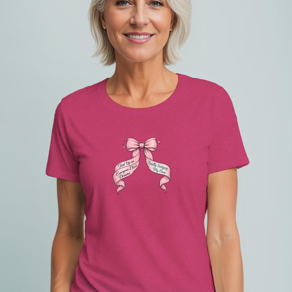 Bow on Top T-Shirt - Coquette Ribbon Tee for Women