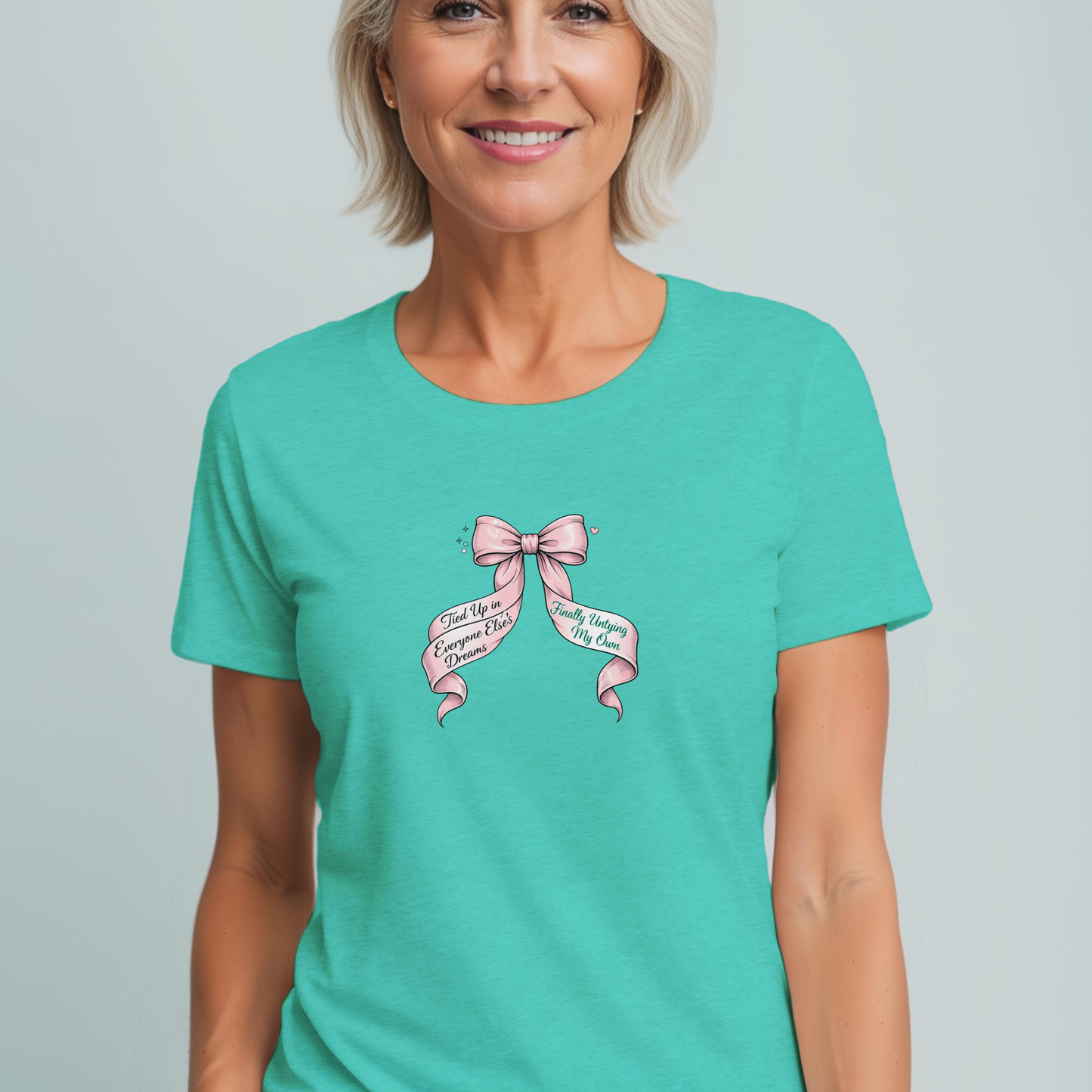 Bow on Top T-Shirt - Coquette Ribbon Tee for Women