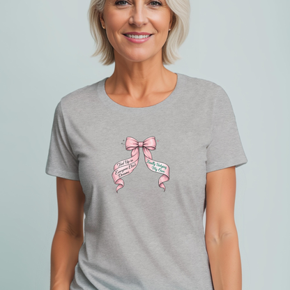 Bow on Top T-Shirt - Coquette Ribbon Tee for Women