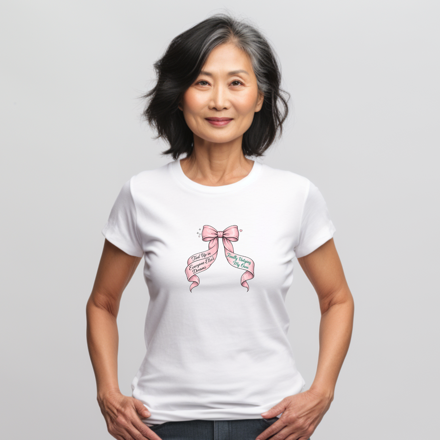 Bow on Top T-Shirt - Coquette Ribbon Tee for Women