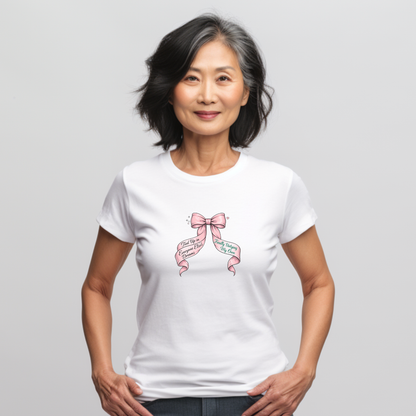 Bow on Top T-Shirt - Coquette Ribbon Tee for Women