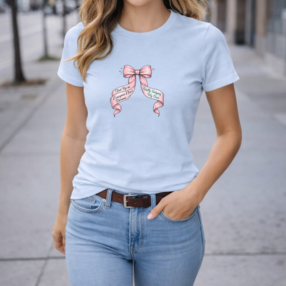 Bow on Top T-Shirt - Coquette Ribbon Tee for Women