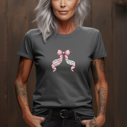 Bow on Top T-Shirt - Coquette Ribbon Tee for Women