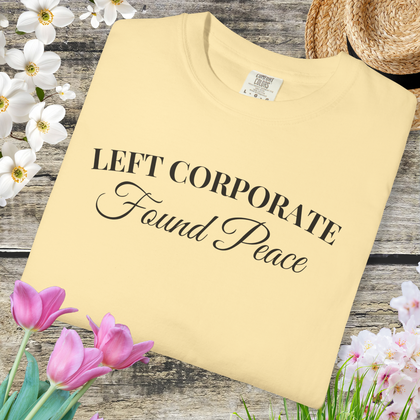 Left Corporate Found Peace- Minimal Script Tee