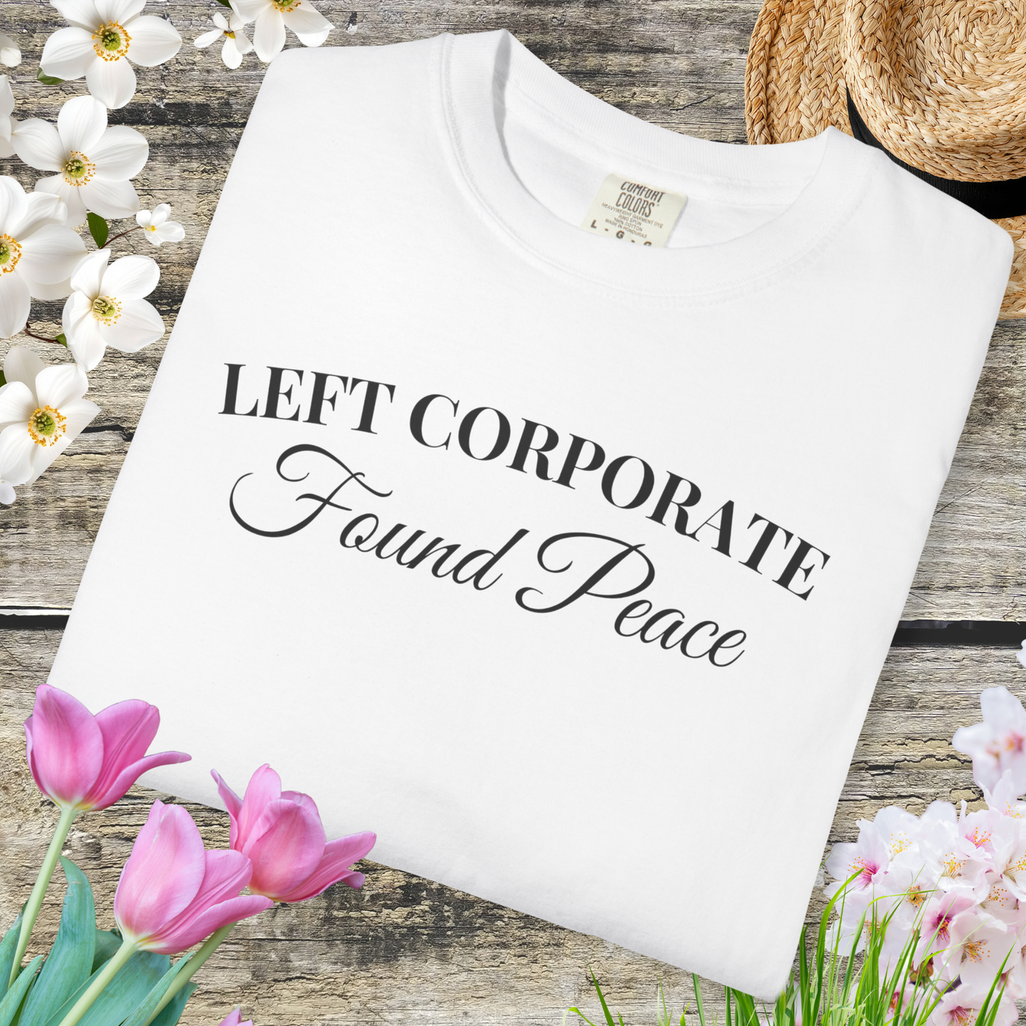 Left Corporate Found Peace- Minimal Script Tee