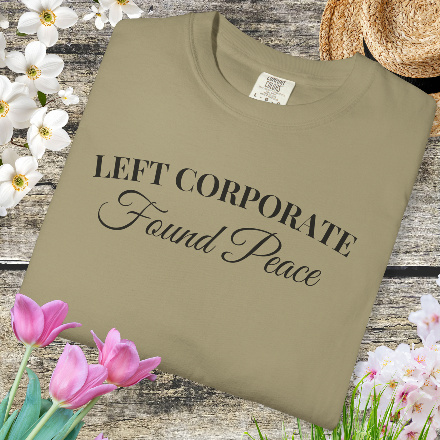 Left Corporate Found Peace- Minimal Script Tee