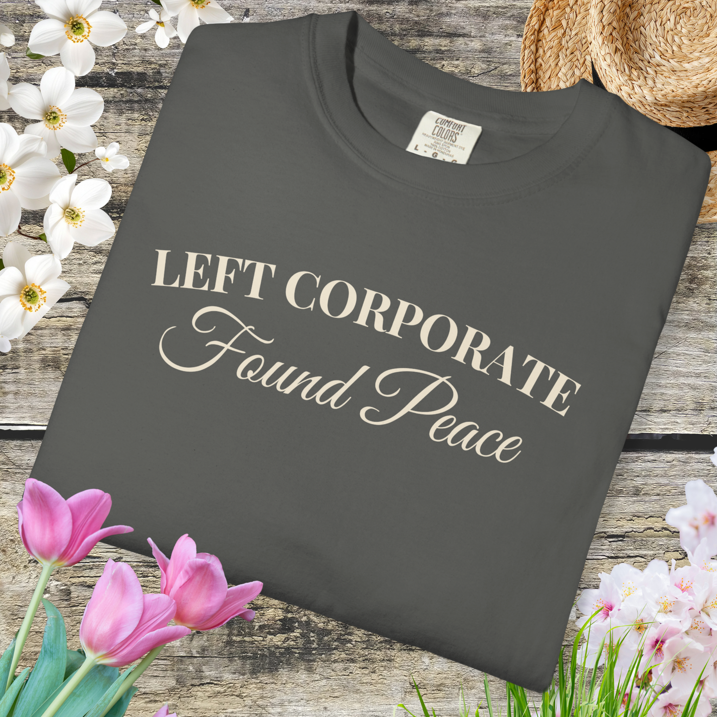 Left Corporate Found Peace- Minimal Script Tee