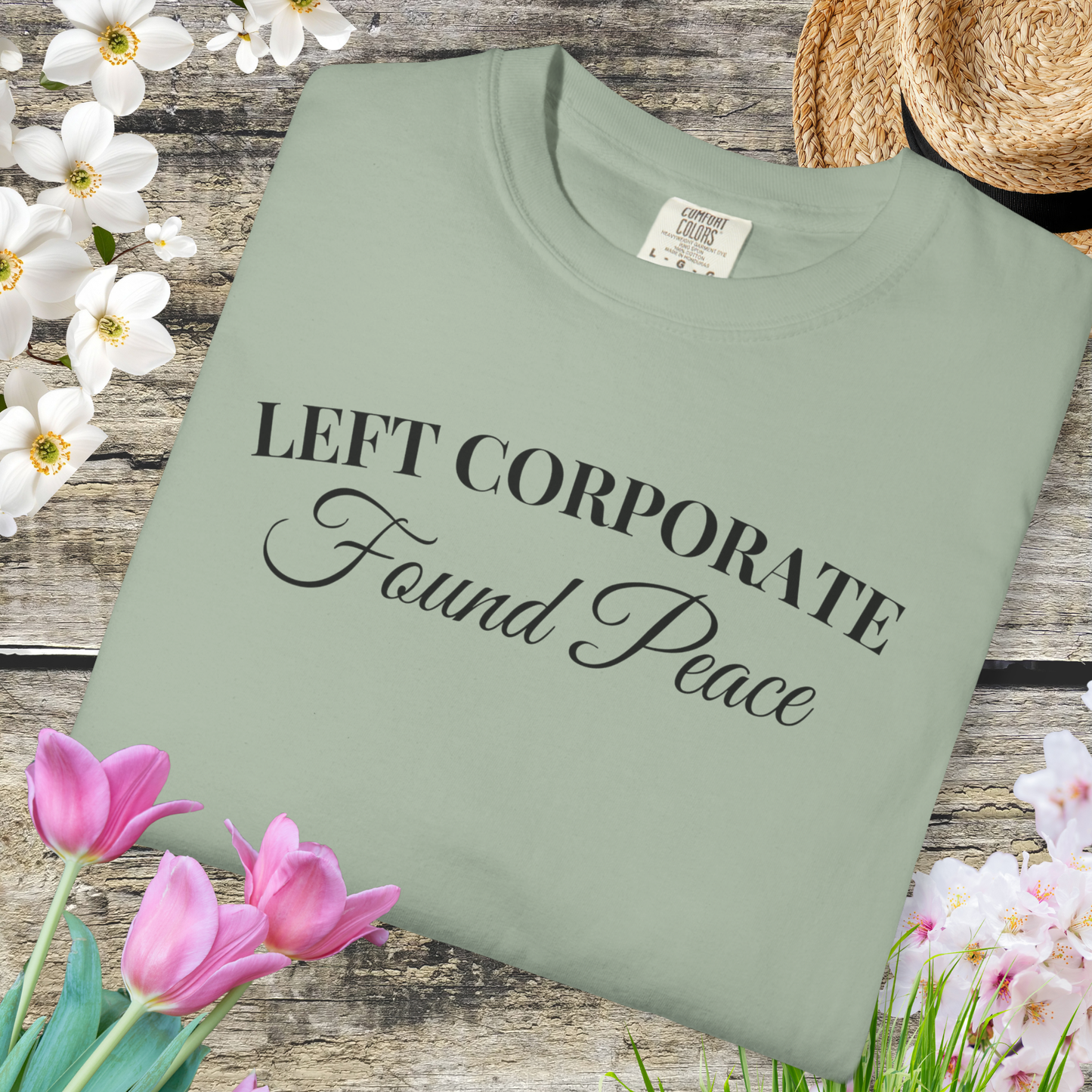 Left Corporate Found Peace- Minimal Script Tee