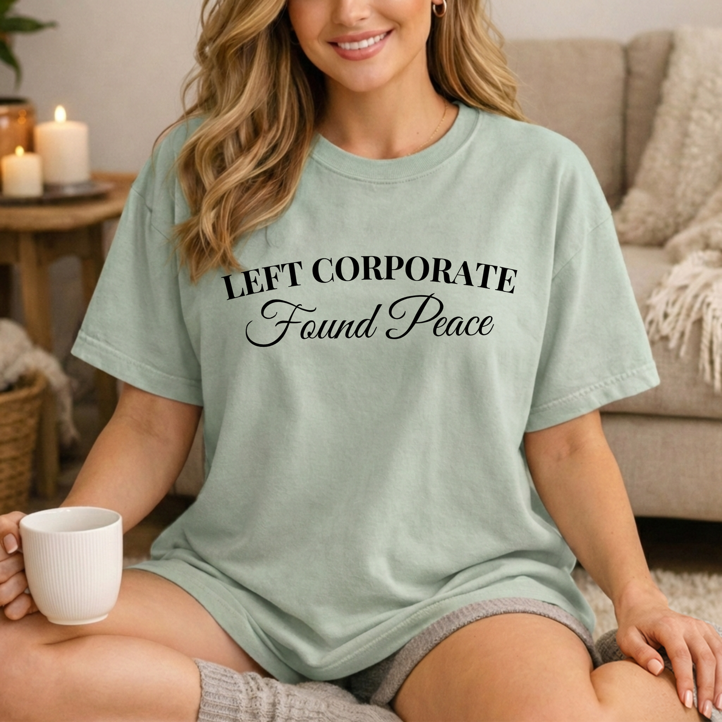 Left Corporate Found Peace- Minimal Script Tee