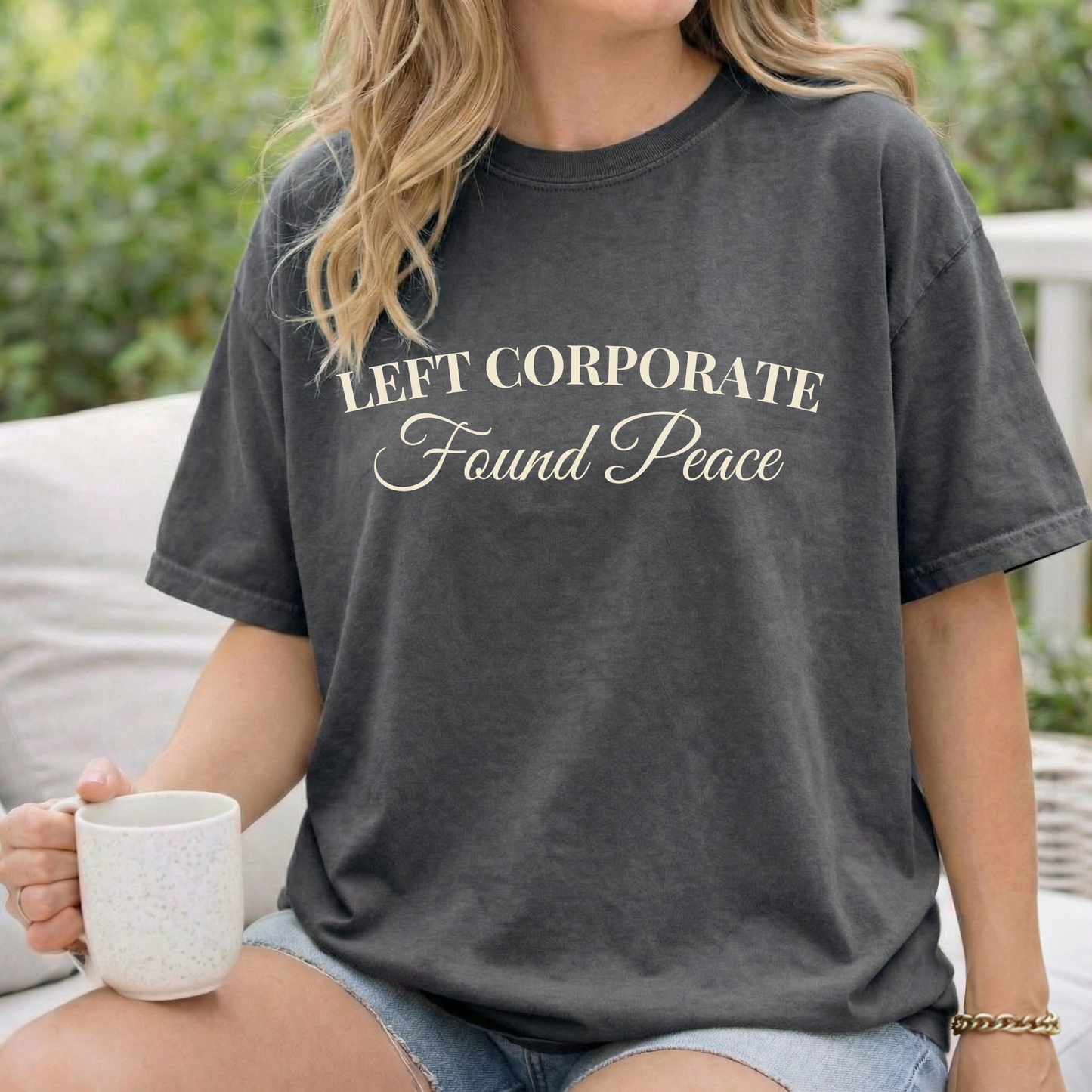 Left Corporate Found Peace- Minimal Script Tee