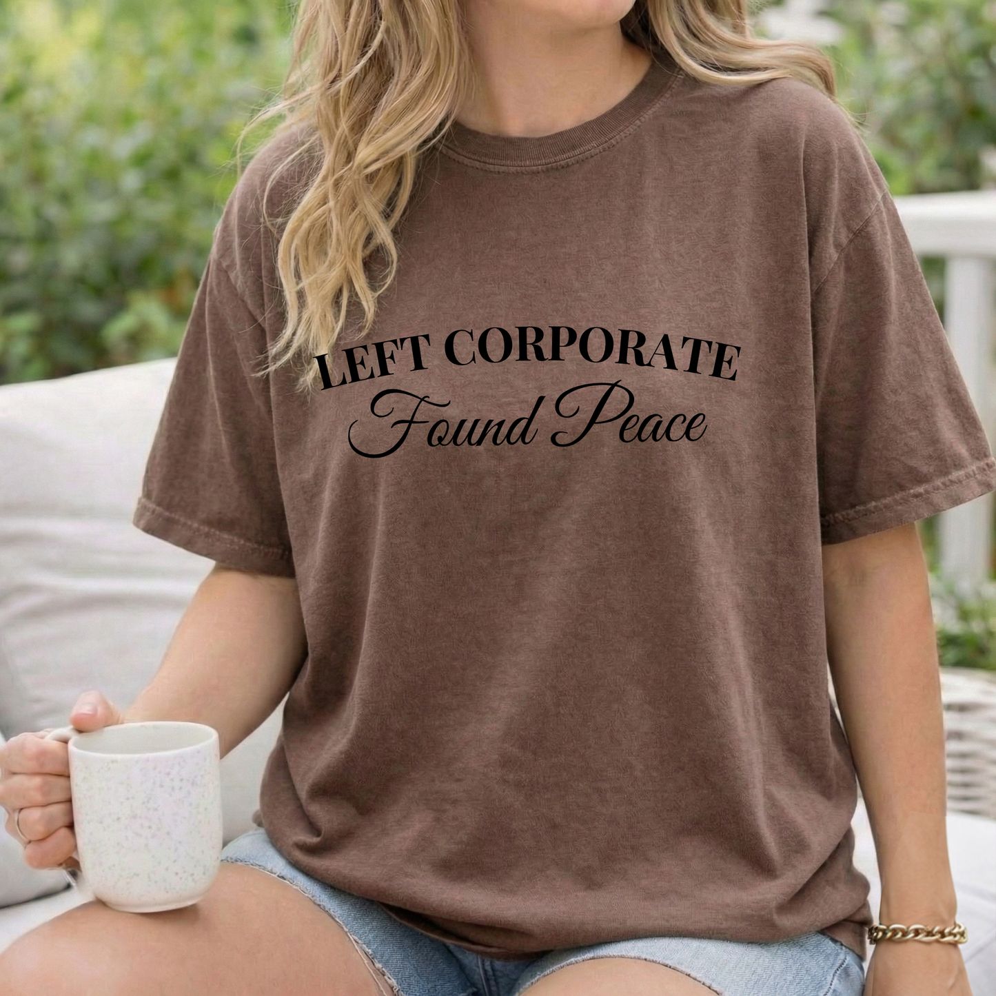 Left Corporate Found Peace- Minimal Script Tee