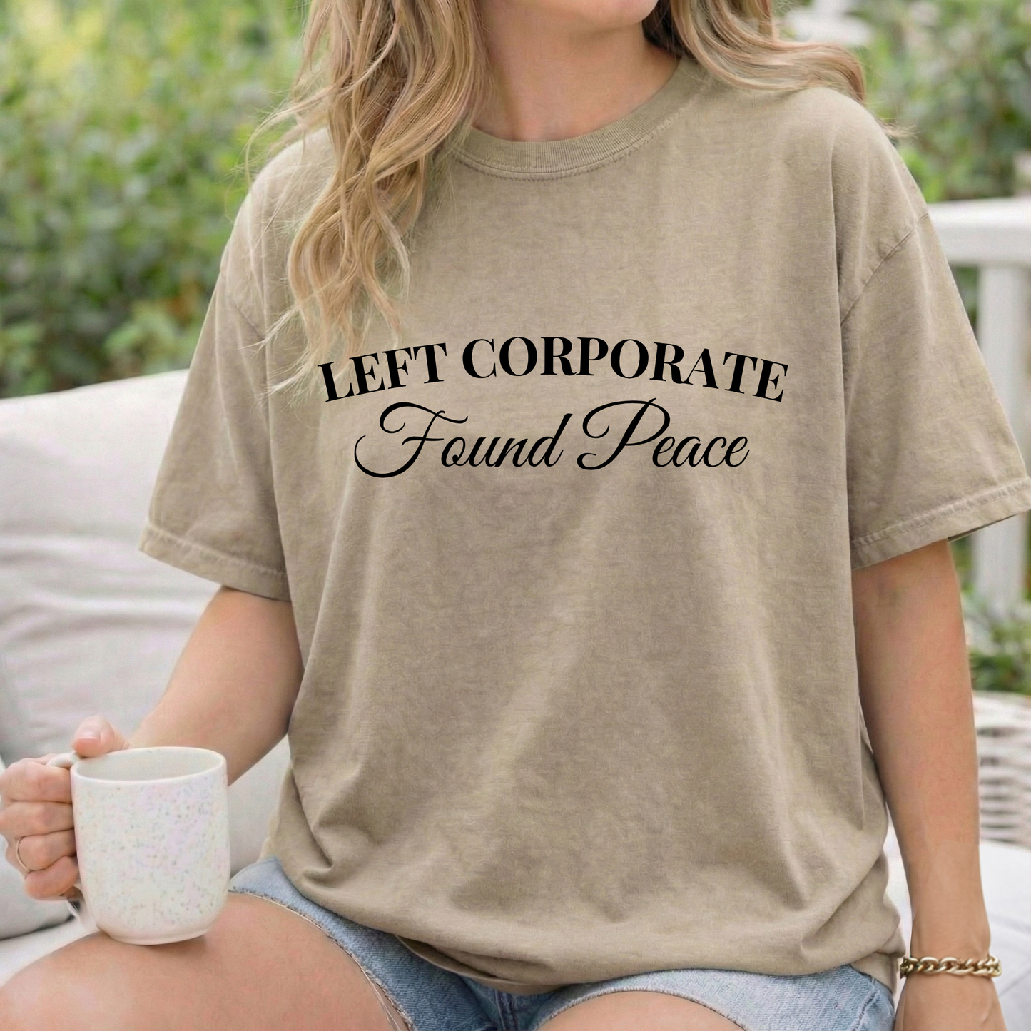 Left Corporate Found Peace- Minimal Script Tee