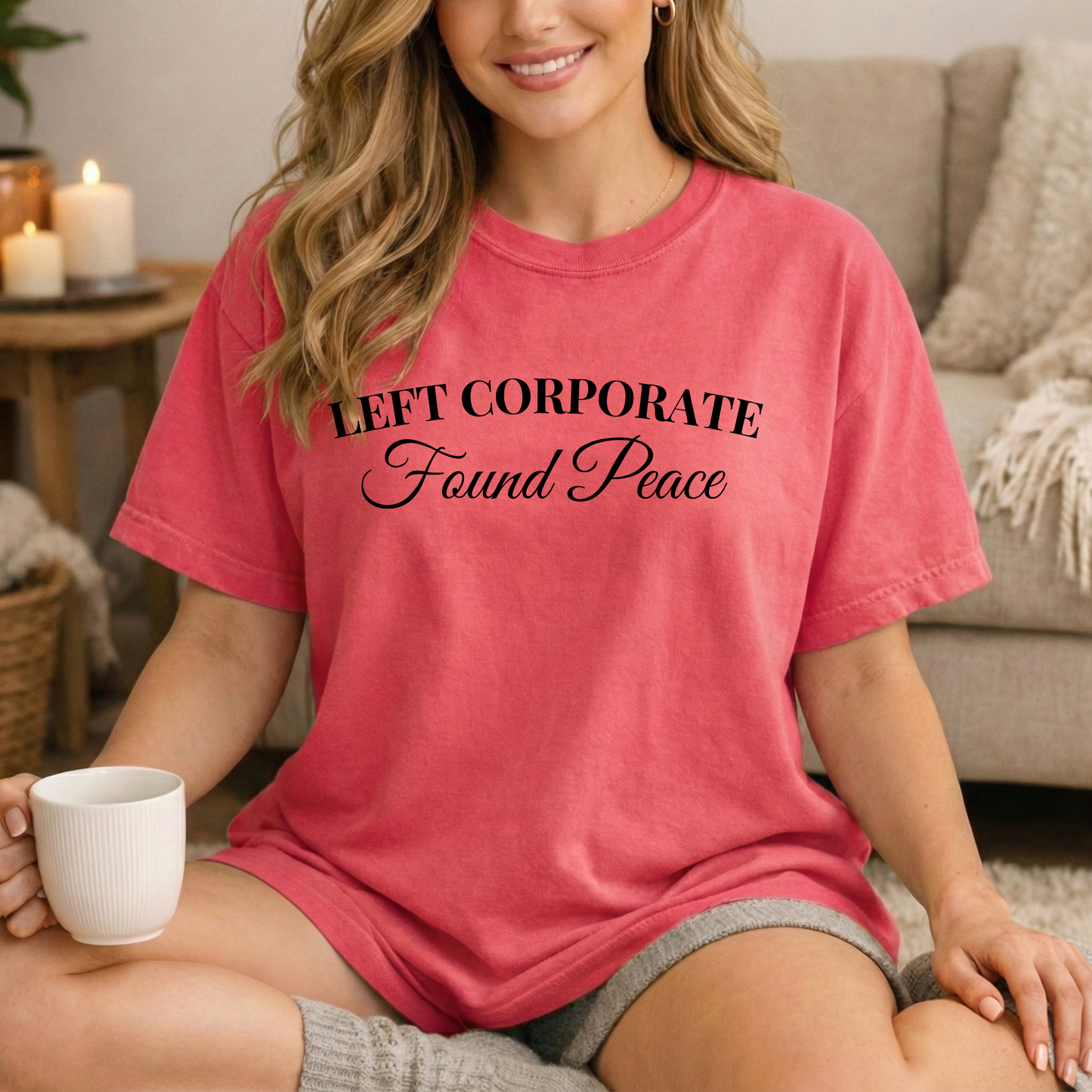 Left Corporate Found Peace- Minimal Script Tee