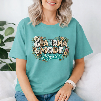 Grandma Mode Activated T-Shirt, Patchwork-Style Tee for Active Grandmas