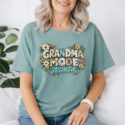 Grandma Mode Activated T-Shirt, Patchwork-Style Tee for Active Grandmas