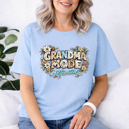 Grandma Mode Activated T-Shirt, Patchwork-Style Tee for Active Grandmas