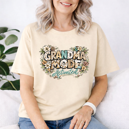 Grandma Mode Activated T-Shirt, Patchwork-Style Tee for Active Grandmas