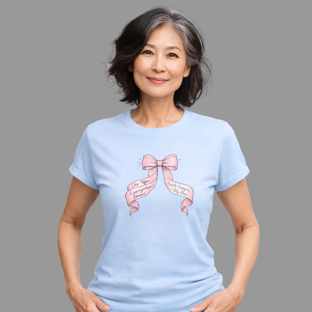Bow on Top T-Shirt - Coquette Ribbon Tee for Women