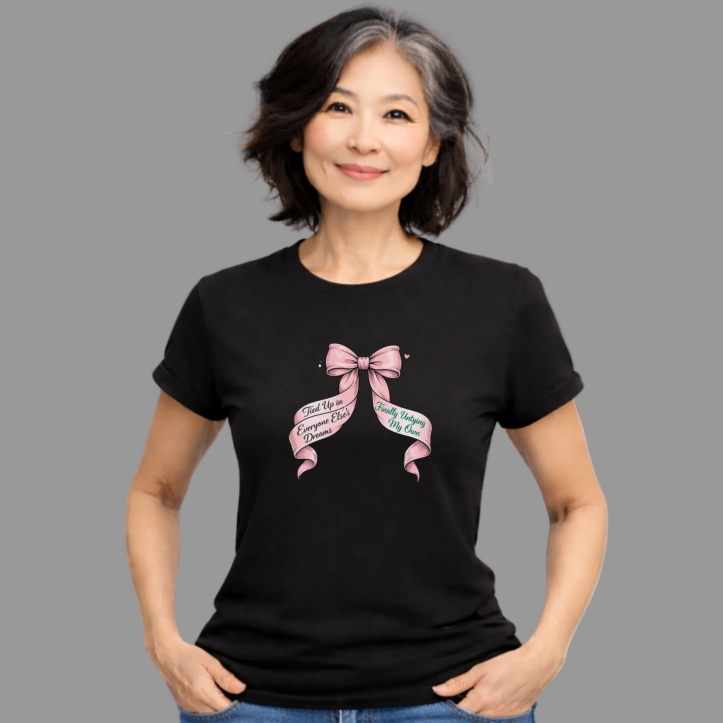 Bow on Top T-Shirt - Coquette Ribbon Tee for Women